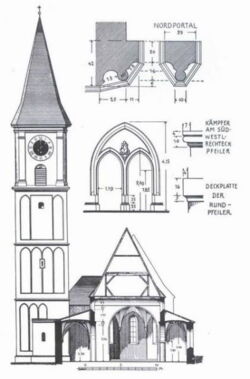 Bauzeichnung der Pfarrkirche St. Peter